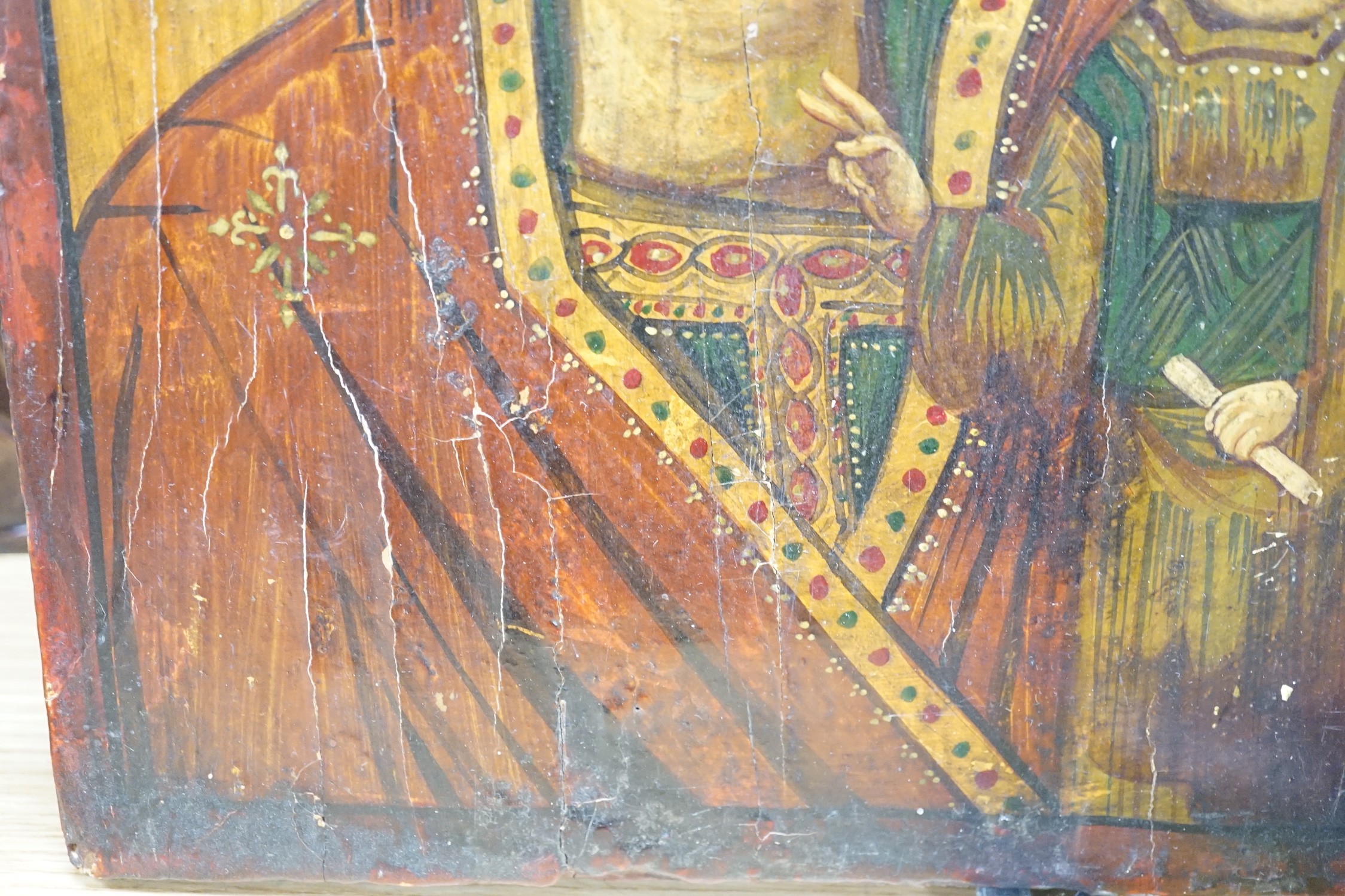 Eastern European School, tempera on wooden panel, Icon, 40 x 28cm, unframed